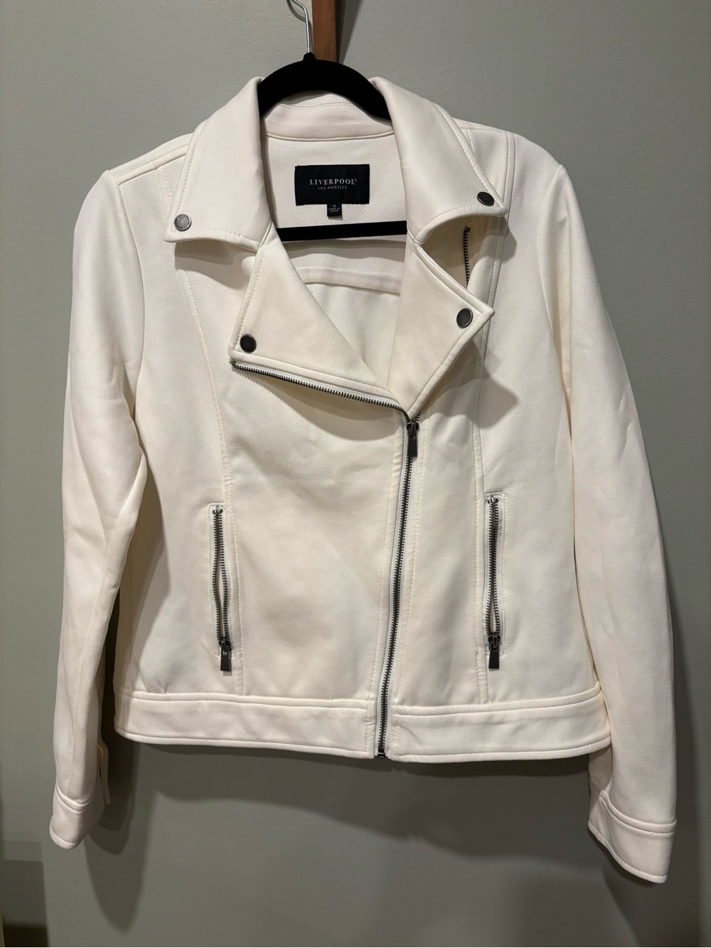 Liverpool Cream Moto-Style Jacket with Silver Hardware